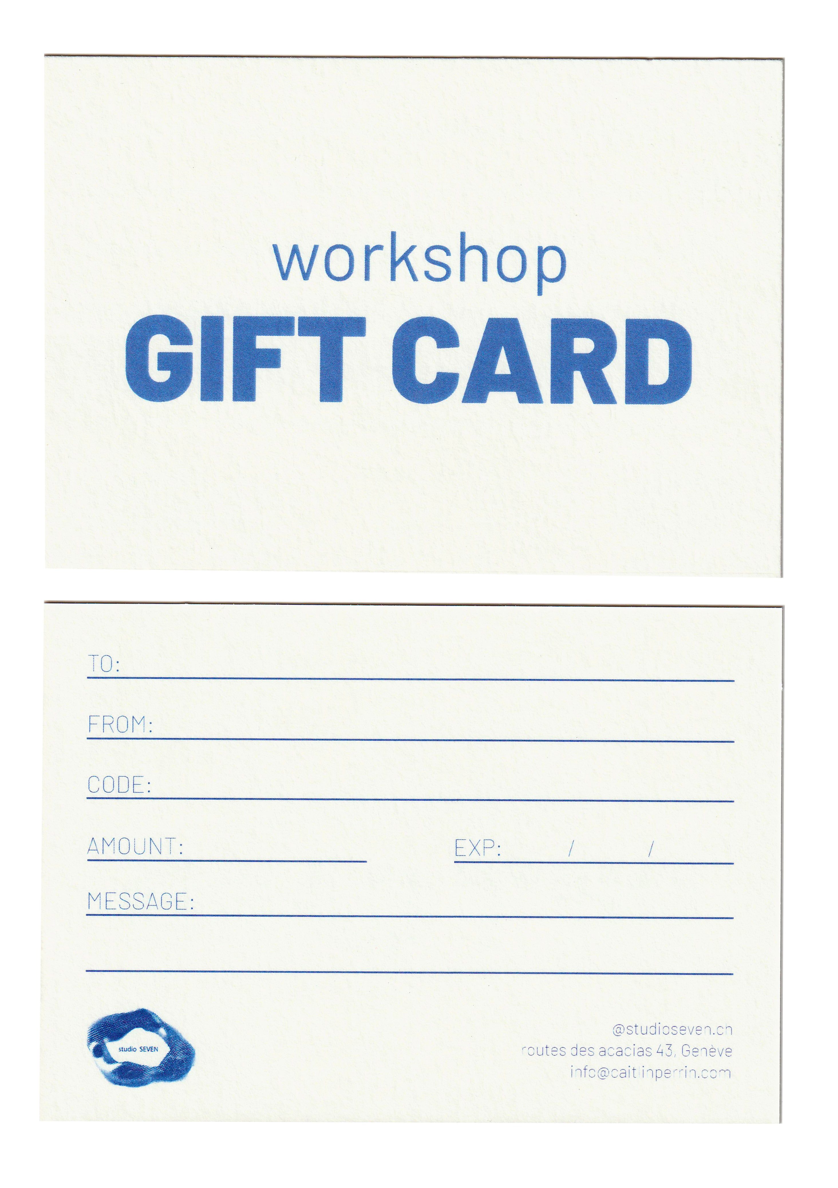 WORKSHOP - GIFT CARD